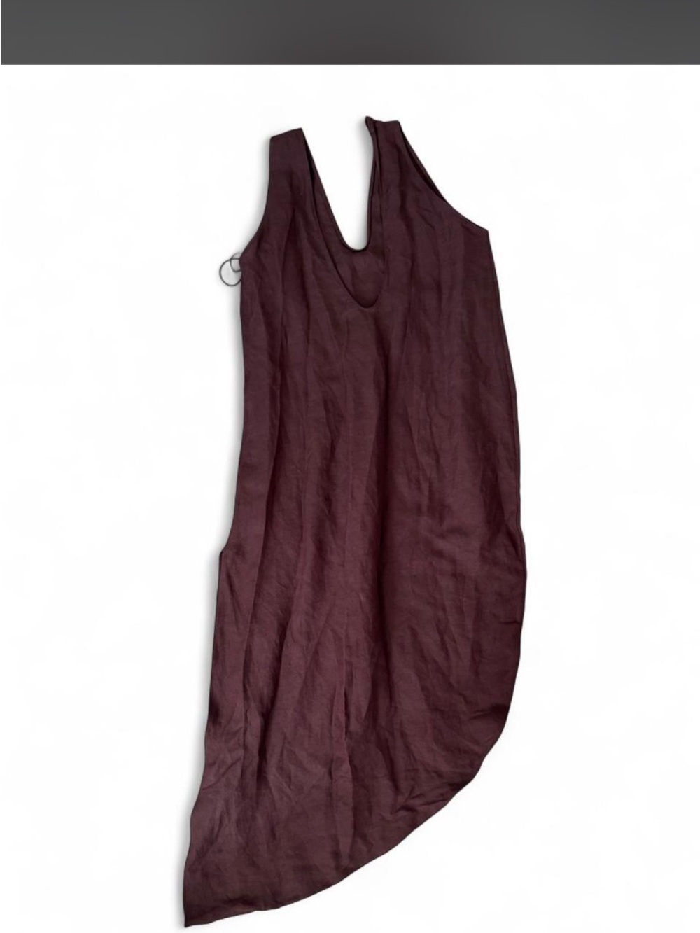 Massimo Dutti Wine Burgundy Linen Sleeveless Dress